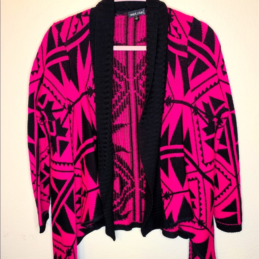 Pink/Black Knitted Cardigan